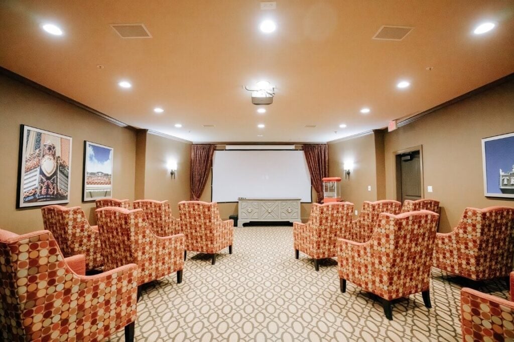 Theater Room for Entertainment at Assisted Living Facility